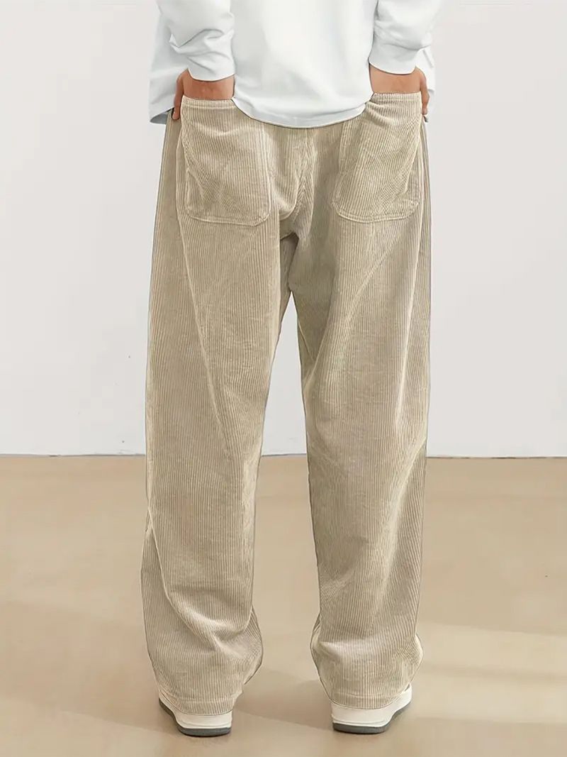 Men's Relaxed Fit Wide-Leg Trousers - Japanese Minimalist Workwear Pants With Utility Pockets_voghion.com