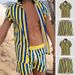 Men's Lapel Button-down Short-sleeved Shirt Beach Suit Shorts Two-piece Set_voghion.com