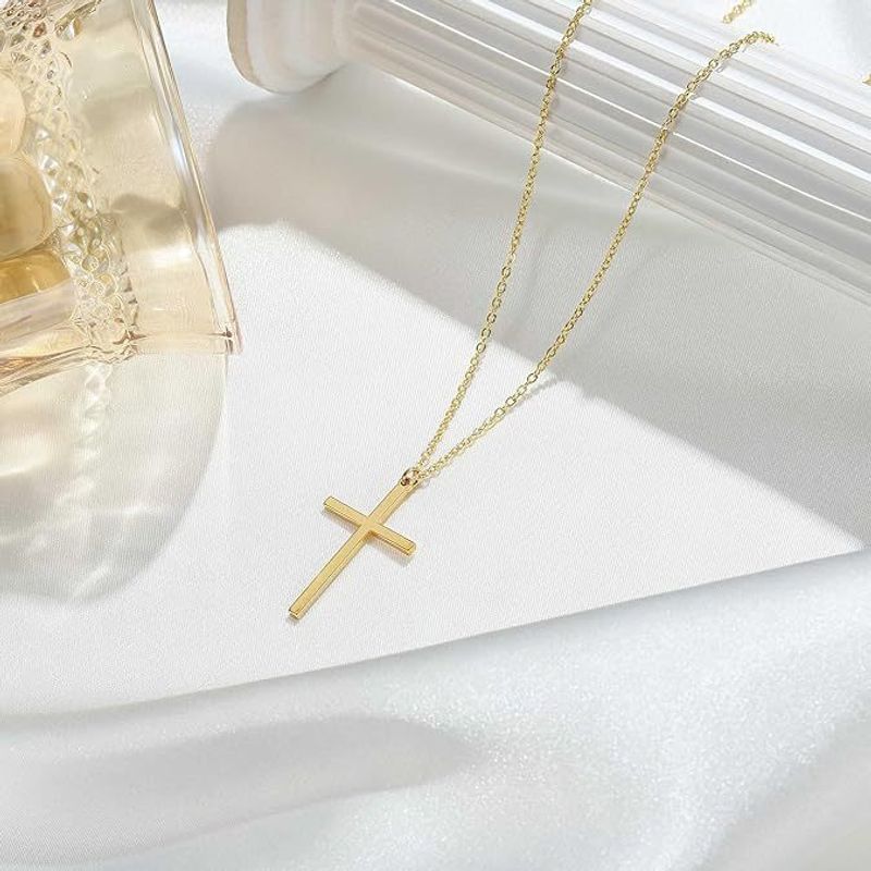 Collana con ciondolo a croce minimalista - Delicata catena a clavicola in oro/argento, delicato regalo di gioielli cristiani_voghion.com