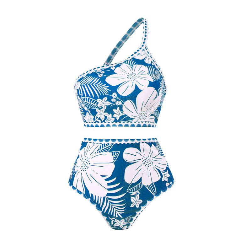 Maillot de bain trois pièces style rétro pour femme, ensemble sexy avec jupe asymétrique en maille_voghion.com