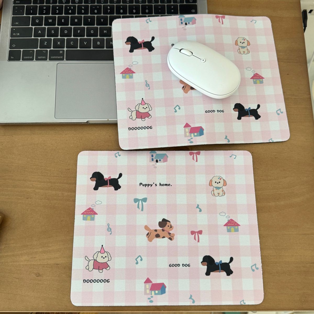 Dessous de verre antidérapant en forme de chiot vichy rose de qualité imbattable ~ Motif mignon de chien saucisse de dessin animé_voghion.com