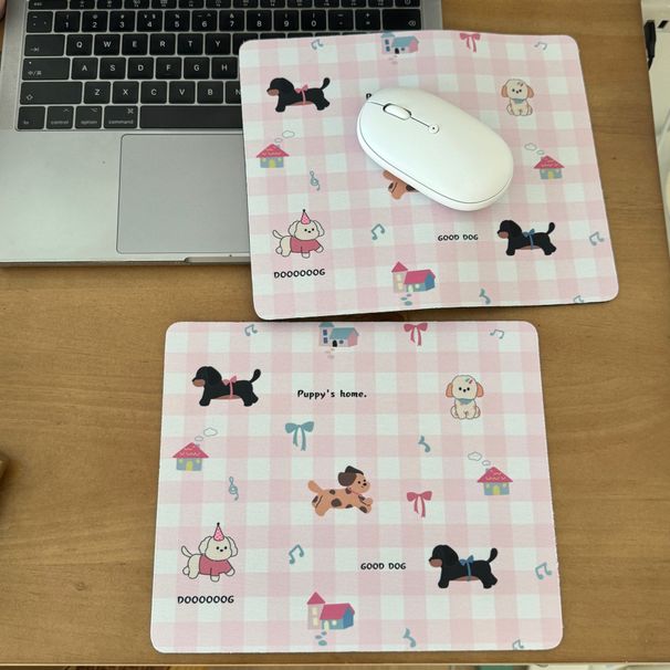 Dessous de verre antidérapant en forme de chiot vichy rose de qualité imbattable ~ Motif mignon de chien saucisse de dessin animé_voghion.com