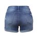 Women's Clothing Elastic Perforated Denim Shorts Casual Jeans Fashionable Pants_voghion.com