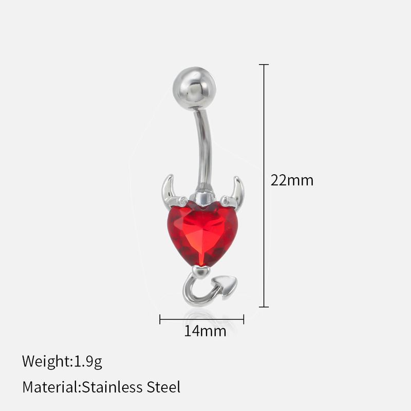 Stainless Steel Belly Button Ring With Red Zircon - Little Devil Design, Fashionable & High-Quality Piercing Jewelry​_voghion.com