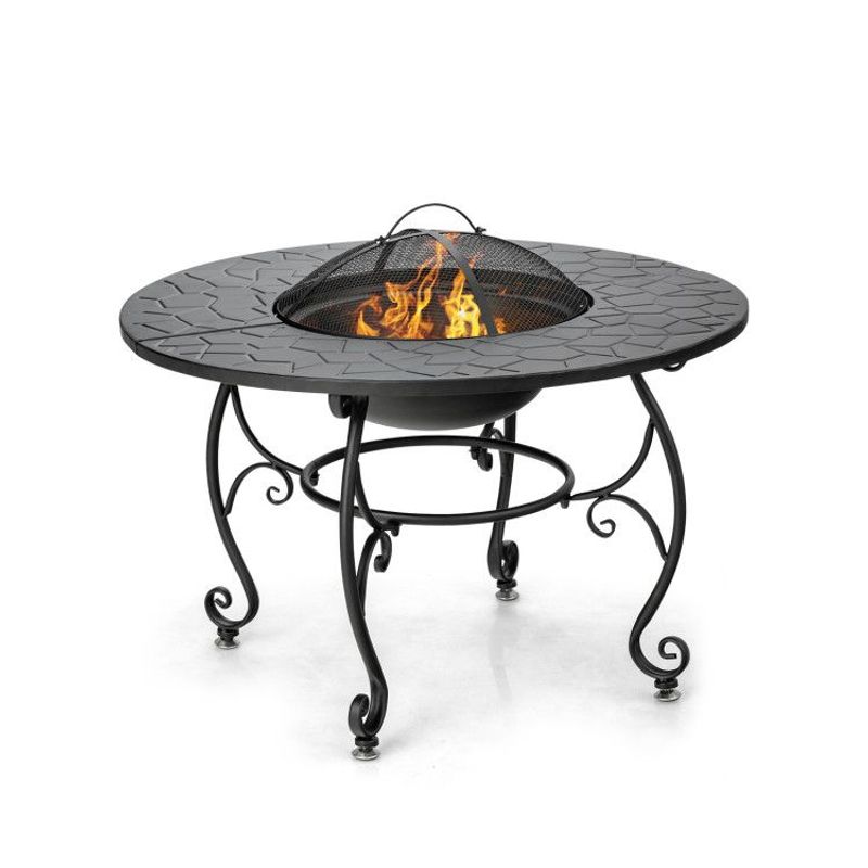 35.5 Feet Patio Fire Pit Dining Table With Cooking BBQ Grate_voghion.com