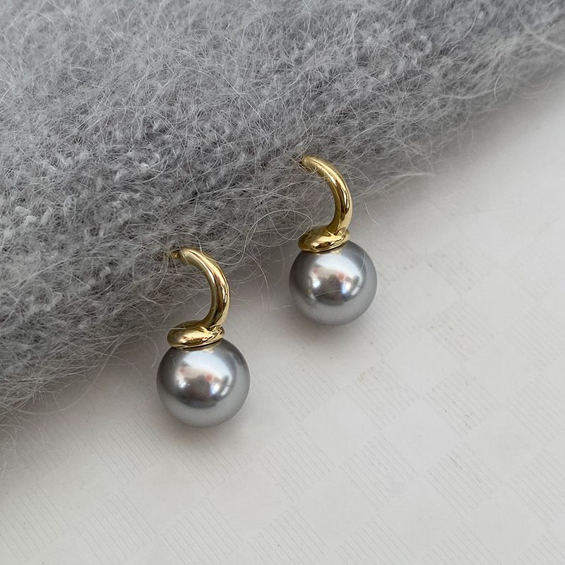 Novo design de nicho com brincos de pêra cinza inen para mulheres, brincos elegantes de outono e inverno, luxo leve e sofisticado_voghion.com