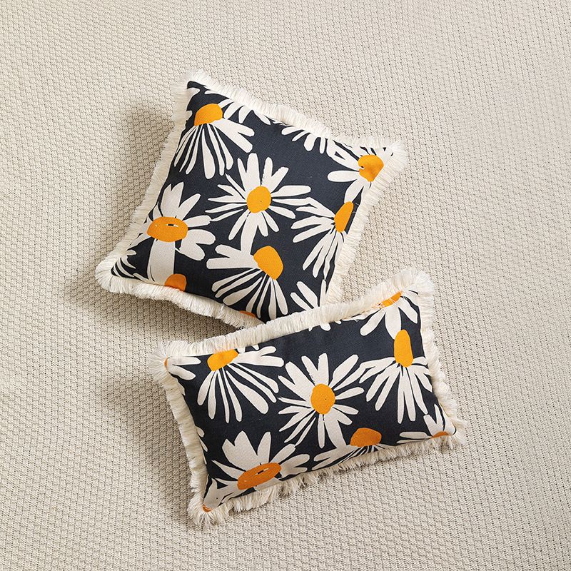 Europæisk og amerikansk stil omkring kvastkant dekorativ plante blomst bomulds- og linnedtrykt pudebetræk boligindretning sofapudebetræk_voghion.com