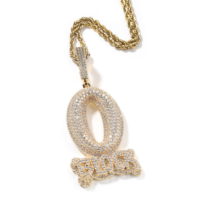 Heren Hip Hop Hanger Ketting – O Block Full Zircon Letter Design, Trendy Diamantgeslepen Sieraden_voghion.com