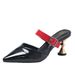 Pointed Toe Mules With Thick For Women, Spring/Summer 2025 New Style, High Heel Belt Buckle Sandals_voghion.com