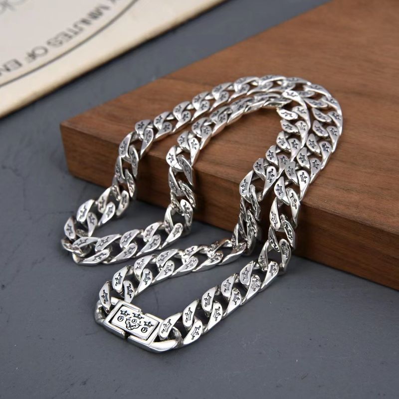 Collana S in argento puro, moda da donna, personalità, clavicola, trendy, motivo a corona, stile cubano, catena da collo per uomo_voghion.com