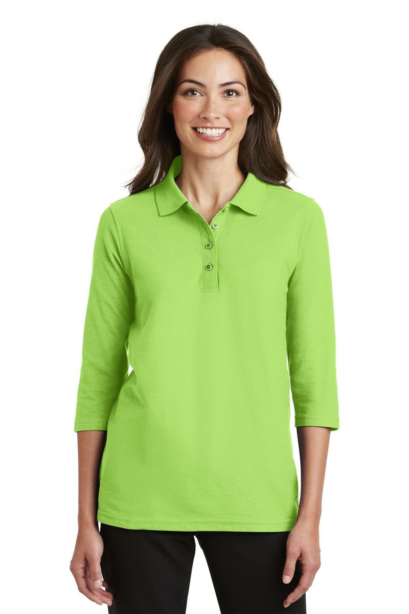 Port Authority Ladies Silk Touch 3/4-Sleeve Polo L562_voghion.com