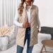 Damenbekleidung, einfarbige Steppweste, warm, lang, ärmellos, Pufferjacke mit Reißverschlusstaschen für Freizeit und Büro_voghion.com