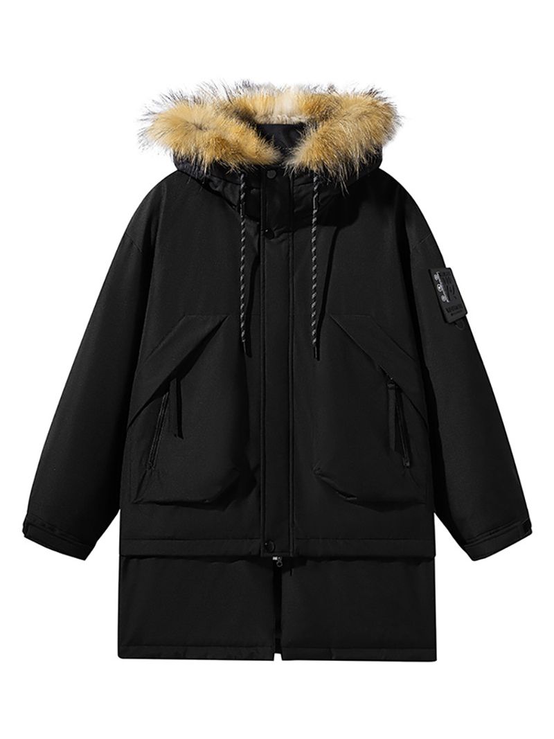 Parka staccabile con pelliccia da uomo e da donna, cappotto invernale resistente con piumino d'anatra bianca al 90%, rivestimento impermeabile, cappuccio oversize_voghion.com