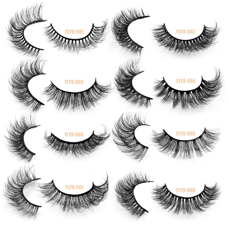Lash extension set 9 pairs of mink fur thick false eyelashes Everyday natural eyelashes simulation curl eyelashes_voghion.com