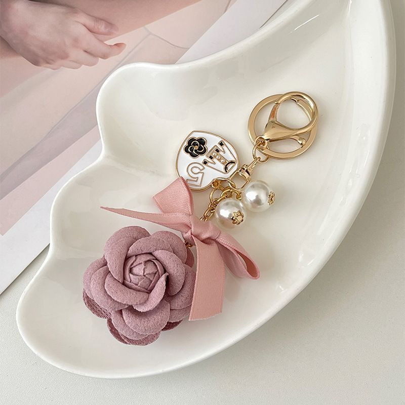 Japanische und koreanische Stoffrose, doppelseitig, große Blumenkugel, Taschenanhänger, Damenauto-Schlüsselanhänger, kreatives Geschenk_voghion.com