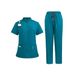 Damkläder Standkrage Kortärmad Resår Snabbtorkande Läkare Sjukhus Arbetskläder Uniform Tvådelade Raka Byxor_voghion.com