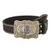 Western Cowboy riem, Koeienkop Paardenuitrusting, Trendy Jeugd Punk Reliëf Heren Leren Riem met Klinknagels_voghion.com