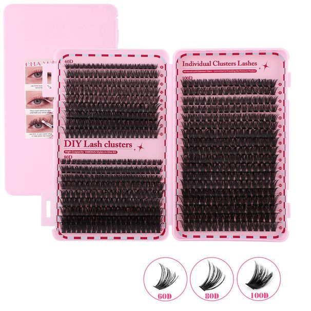 Beauty Essentials Diy Segmented Single Cluster Hair False Eyelashes 8-16mm Eyelashes With Glue Tweezers_voghion.com