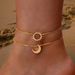 Set di gioielli a strati con catena a forma di sole e luna, ciondolo a forma di piede cavo per vacanze_voghion.com