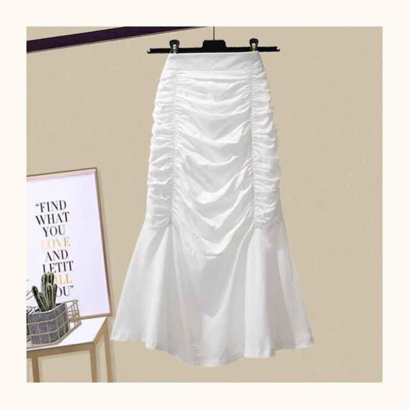 Damenbekleidung, geblümte Bluse mit Ballonärmeln, Meerjungfrauenrock-Set, modisches Outfit für Damen (schwarzer Rock, weißer Rock, mehrere Farb- und Größenoptionen)_voghion.com