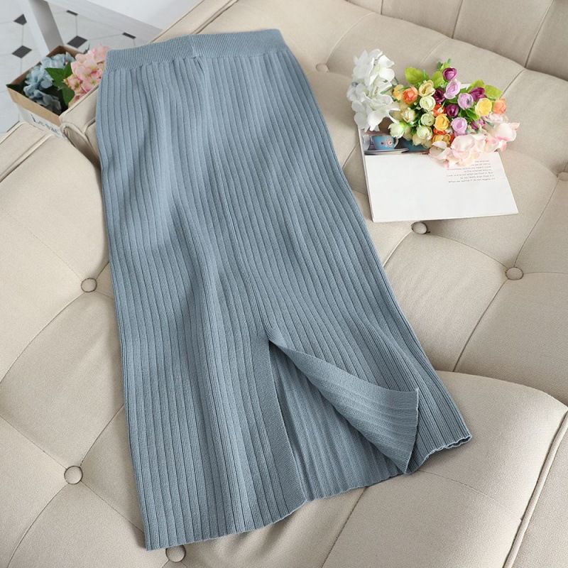 Women's slim fashion knitted bottoming sweater dress two-piece suit skirt student suit_voghion.com