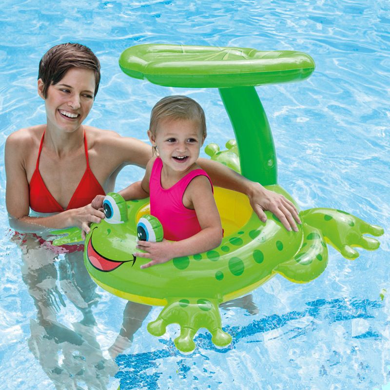 Swimming Rings Frog Sunshade Floating Ring Umbrella Cover Baby Seat Ring Children's Swimming Ring Lifebuoy_voghion.com