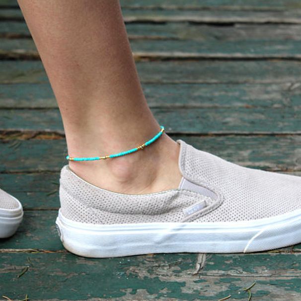 Hot Sale New Turquoise Foot Jewelry Simple Beaded Anklet_voghion.com