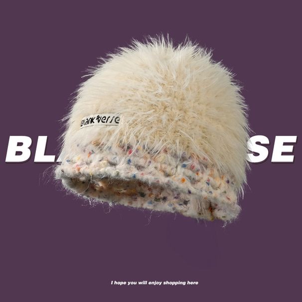 Ny höst- och vintermössa i ull, dammössa, plyschmössa, avslappnad varm, vindtät, mångsidig, liten stickad mössa_voghion.com