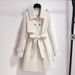 Elegant Women's Trench Coat - Slim Fit Mid-Length Double-Layered Jacket With Belt, Polo Collar, Classic British Style For Petite To Plus Size_voghion.com