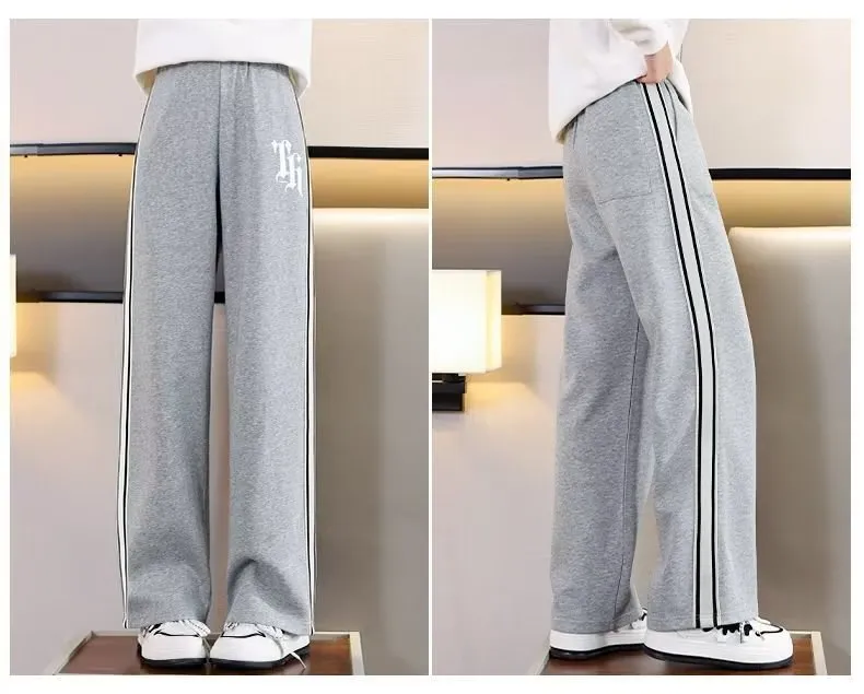 Mother&Kids Girls' Wide-Leg Pants Kids' Casual Sweatpants Girls' Sports Pants Big Kids_voghion.com