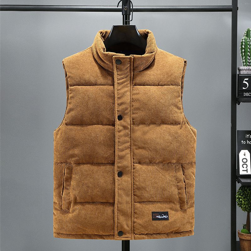 Herrenbekleidung Leichte Luxus-Cordweste für Herren Seiden-Baumwoll-Baumwollweste Herbst- und Winterstruktur trendige Markenweste für Herren verdickte Baumwollpaarjacke_voghion.com