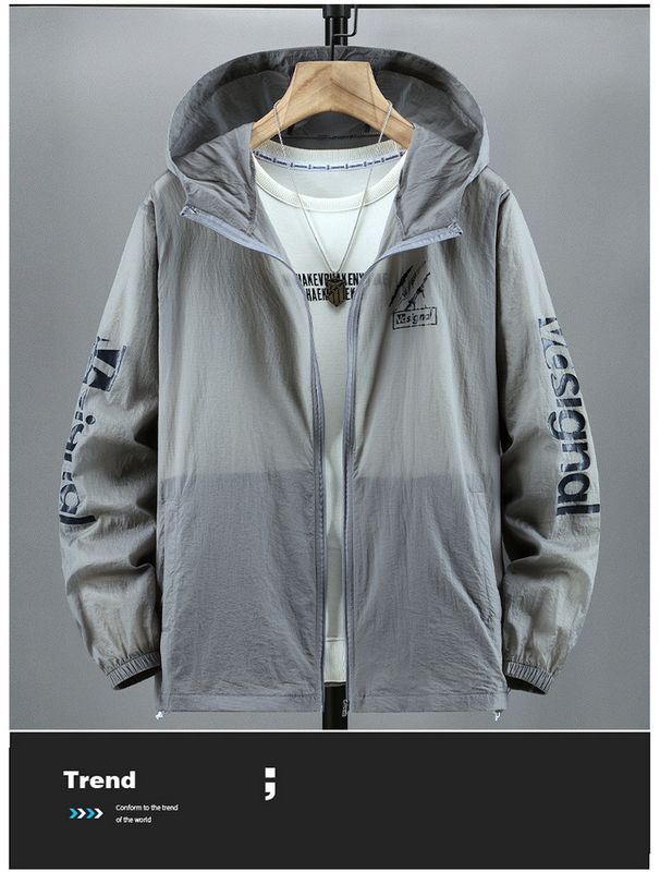 Men's Plus Size Summer Sun Protection Hooded Jacket With Zipper - Lightweight, Breathable & UV Protection For Big & Tall (4XL-10XL)_voghion.com