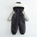 Kinderkleding Winter nieuwe stijl grote bontkraag kinderen kleur bijpassende dunne skipak jumpsuit baby kruippak_voghion.com