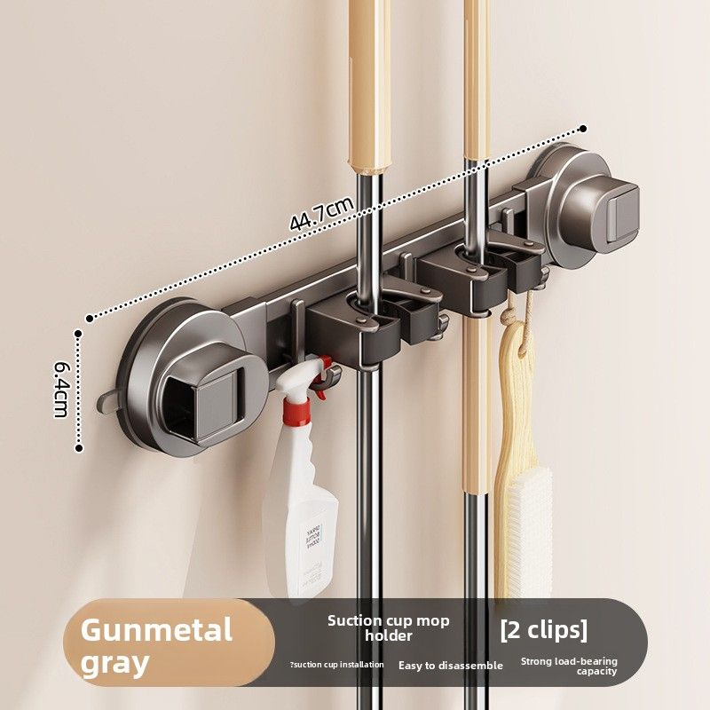 Saugnapf-Wischmopphalterung, bohrfreie Wandbefestigung, WC-Tür-Rückwand-Badezimmeraufbewahrungsaccessoire_voghion.com