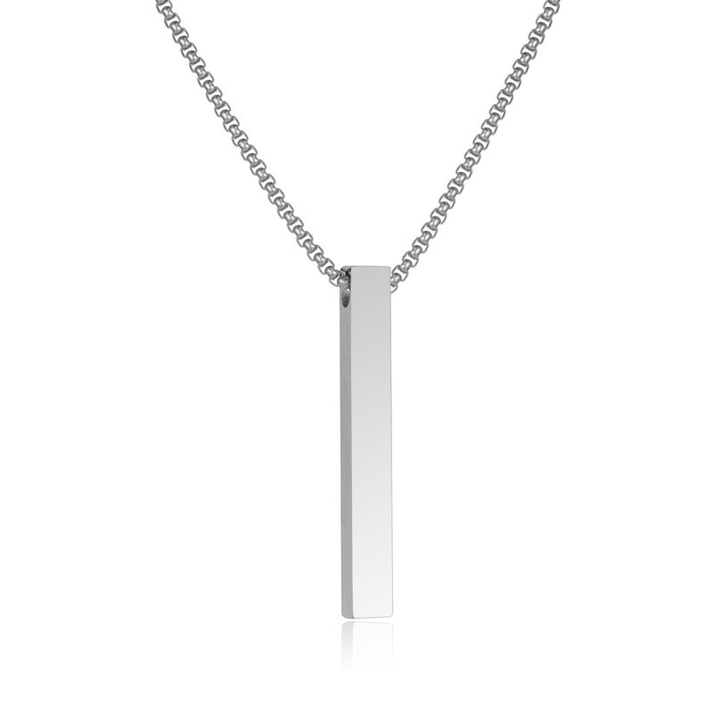 Mens Jewellery Rectangle Pendant Necklace Men Classic Width 2mm Stainless Steel Link Chain Necklace for Men Jewelry Gift_voghion.com
