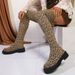Stivali sopra il ginocchio con stampa leopardata 2024 da donna, con suola spessa, snellenti, invernali, in maglia, con punta tonda, taglia 43_voghion.com