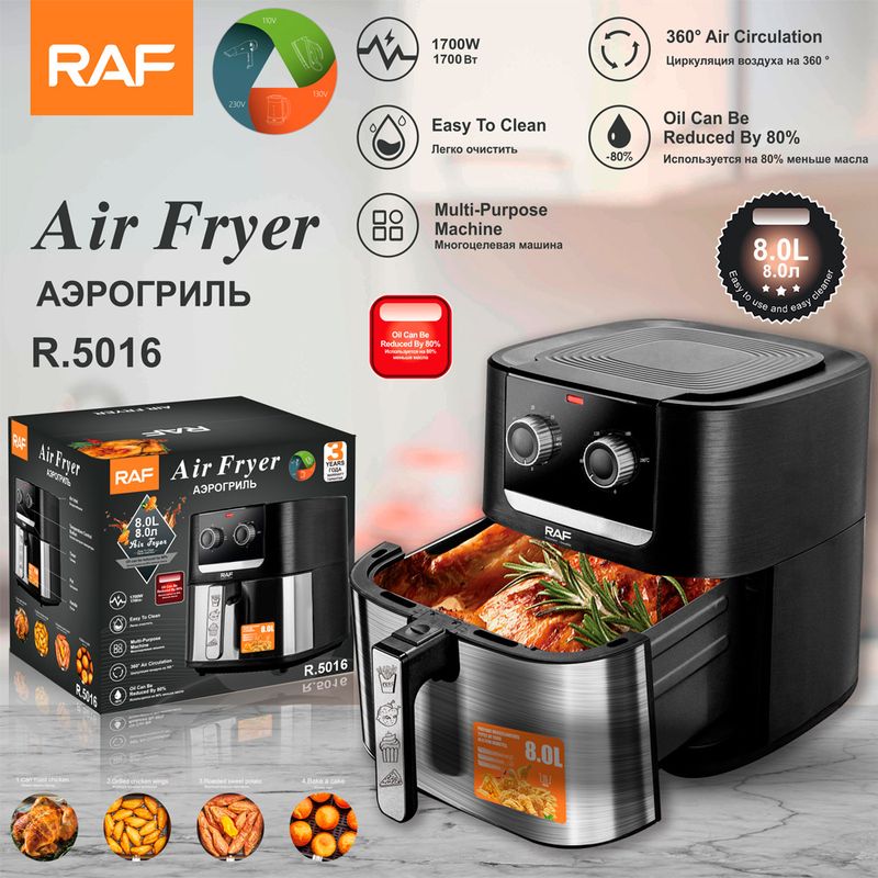 RAF EU Standard Cross-Border Household Oil-Free Less Grill Electric Cooking Pot Air Fryer 8L Large Capacity_voghion.com