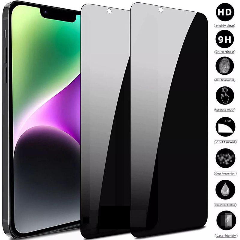 2 Pack Privacy Tempered Glass Screen Protector For IPhone 16 15 14 13 12 11 Max_voghion.com