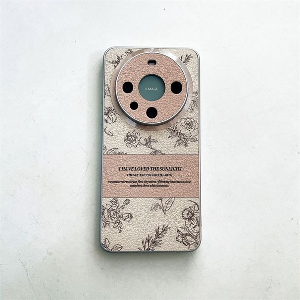 TechGlobe Compatible With 17 Pro Max Leather Texture Phone Case Sketch Rose Flower Pura 70 Pro+ Niche Embossed Protective_voghion.com