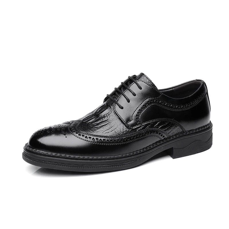 2024 Spring Autumn Platform Fashion Men New Business Formal Bright Face Patent Leather Brock Men's Lace Up Shoes_voghion.com