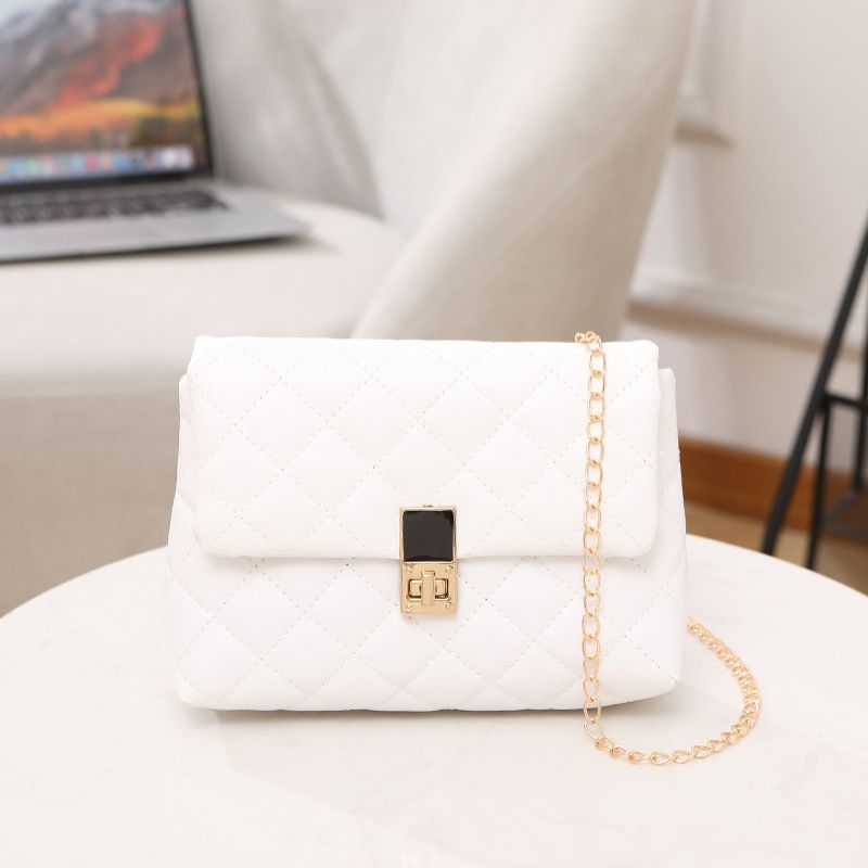 Quilted Chain Strap Crossbody Bag - Fashionable Square Shoulder Purse With Lock Closure (Versatile For Daily Use)​_voghion.com
