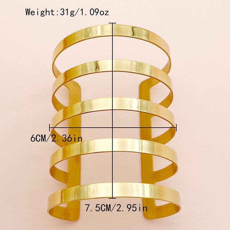 Collana con bracciale traforato in acciaio inossidabile 304 placcato oro 14K, stile casual semplice, stile pendolari, geometrica, tinta unita_voghion.com