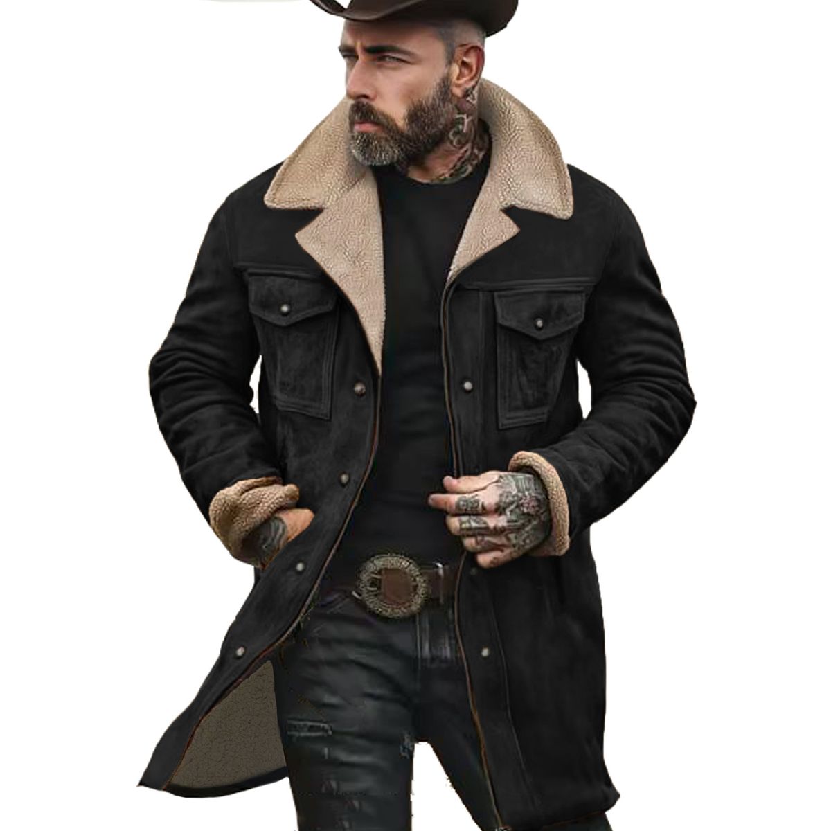 Bomberjacke im Wildleder-Look für Herren – Wintertauglicher Mantel mit Reißverschluss und mehreren Taschen (100 % Polyester) – Slim Fit für Freizeit und Pendler_voghion.com