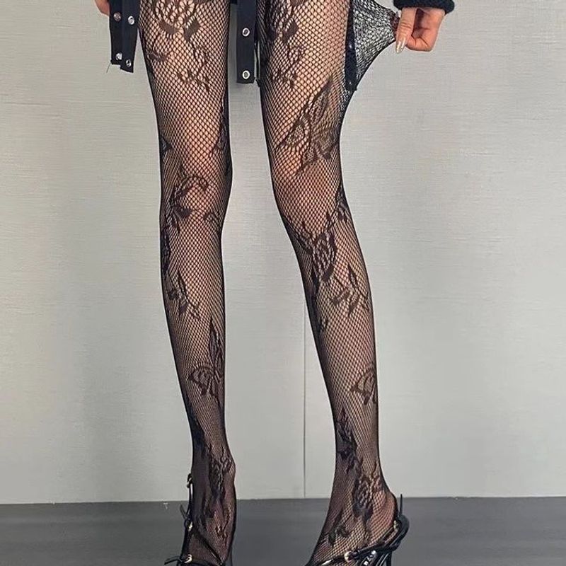 New Butterfly Love Hollow Stockings Sexy Pure Desire Leggings OL Hot Girl Personality Pantyhose Fishnet Socks_voghion.com