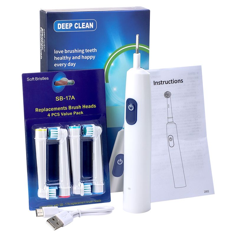 Smart Rotating Timing Electric Toothbrush, Rechargeable Rotary Toothbrush With 4 Heads, 5 Modes Setting Teeth Whitening_voghion.com