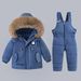 Warm Winter Snowsuit For Toddlers - Insulated Waterproof Ski Outfit With Hood, Two-Piece Set For Girls (80-120cm, Black/Red/Blue/Pink/Beige)_voghion.com