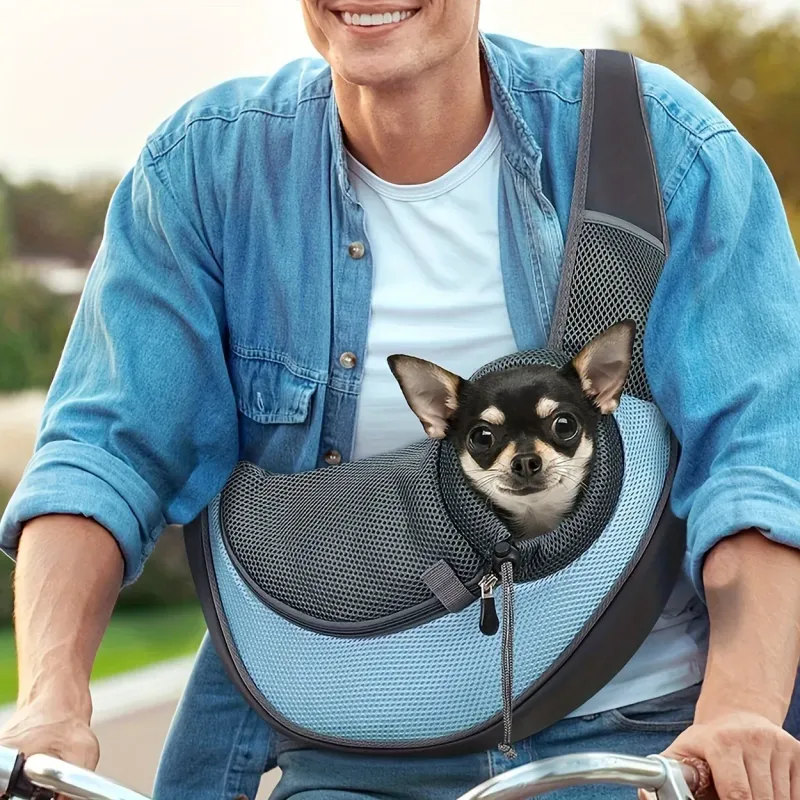 Breathable Pet Backpack, Cat And Dog Travel, Portable Diagonal Cross Shoulder Bag With Shoulder Strap Suitable For Travel_voghion.com