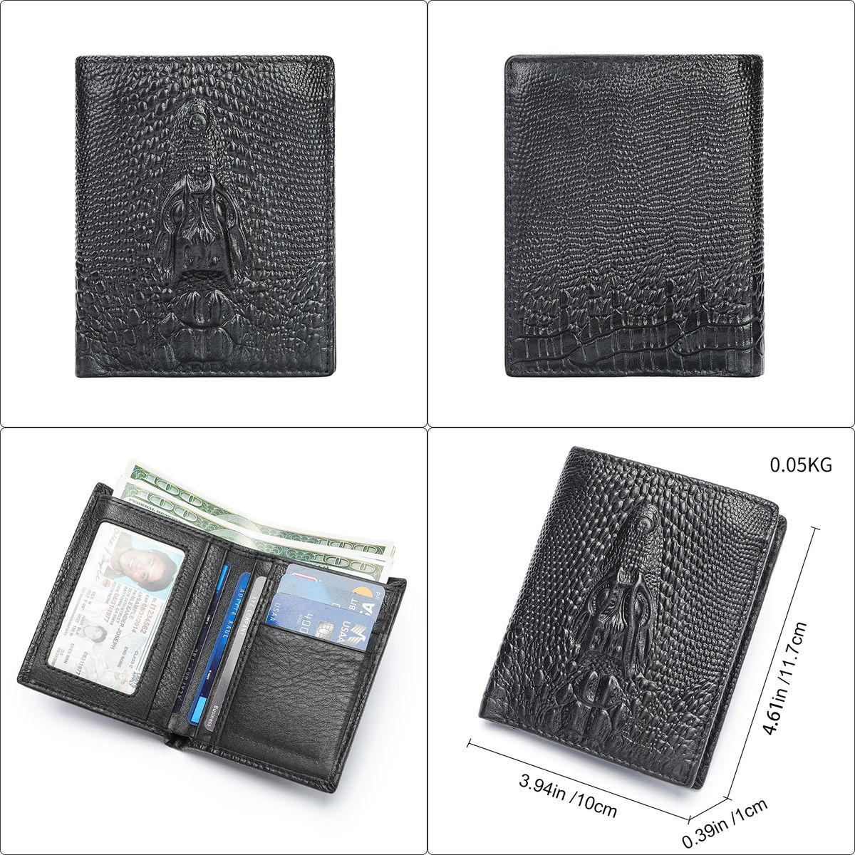 Modische Geldbörse, Echtes Leder, Mehrere Kartenfächer, Krokodilmuster, Einfache Business-Klassische Herren-Geldbörse, Multifunktions-Kartenhalter_voghion.com