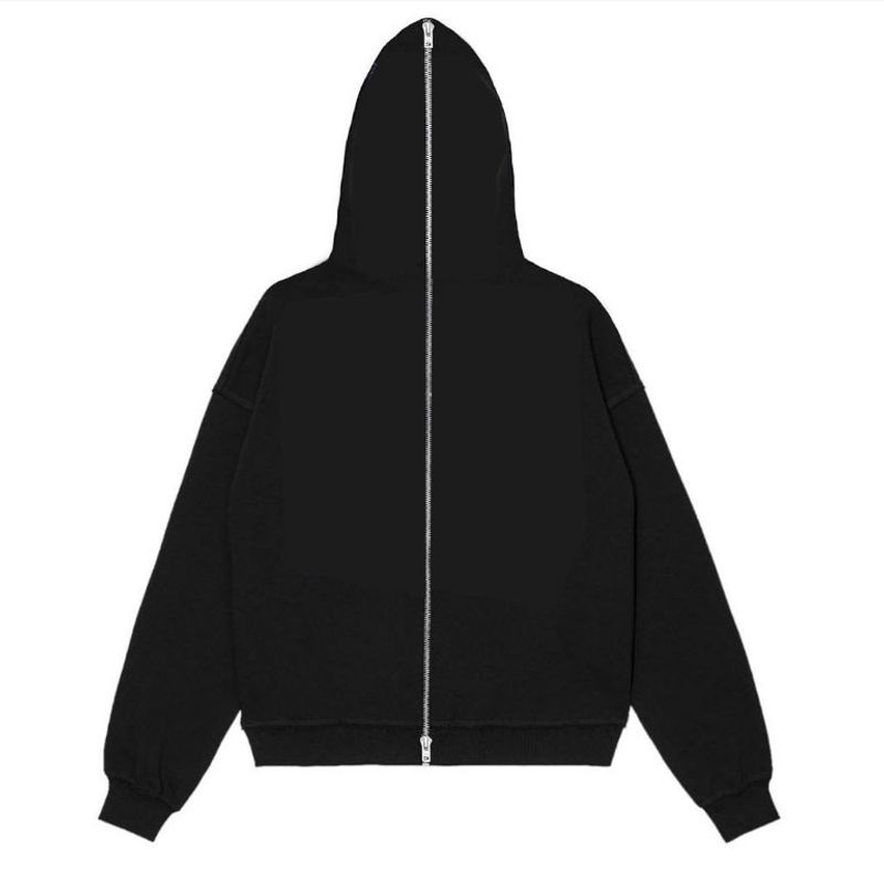 Sweater Solid Color Cover Men's Blank Full Face Zipper Hoodie_voghion.com
