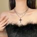 Collier avec pendentif croix serti de diamants, style gothique foncé et cool, pour femme, clavicule multicouche haut de gamme_voghion.com